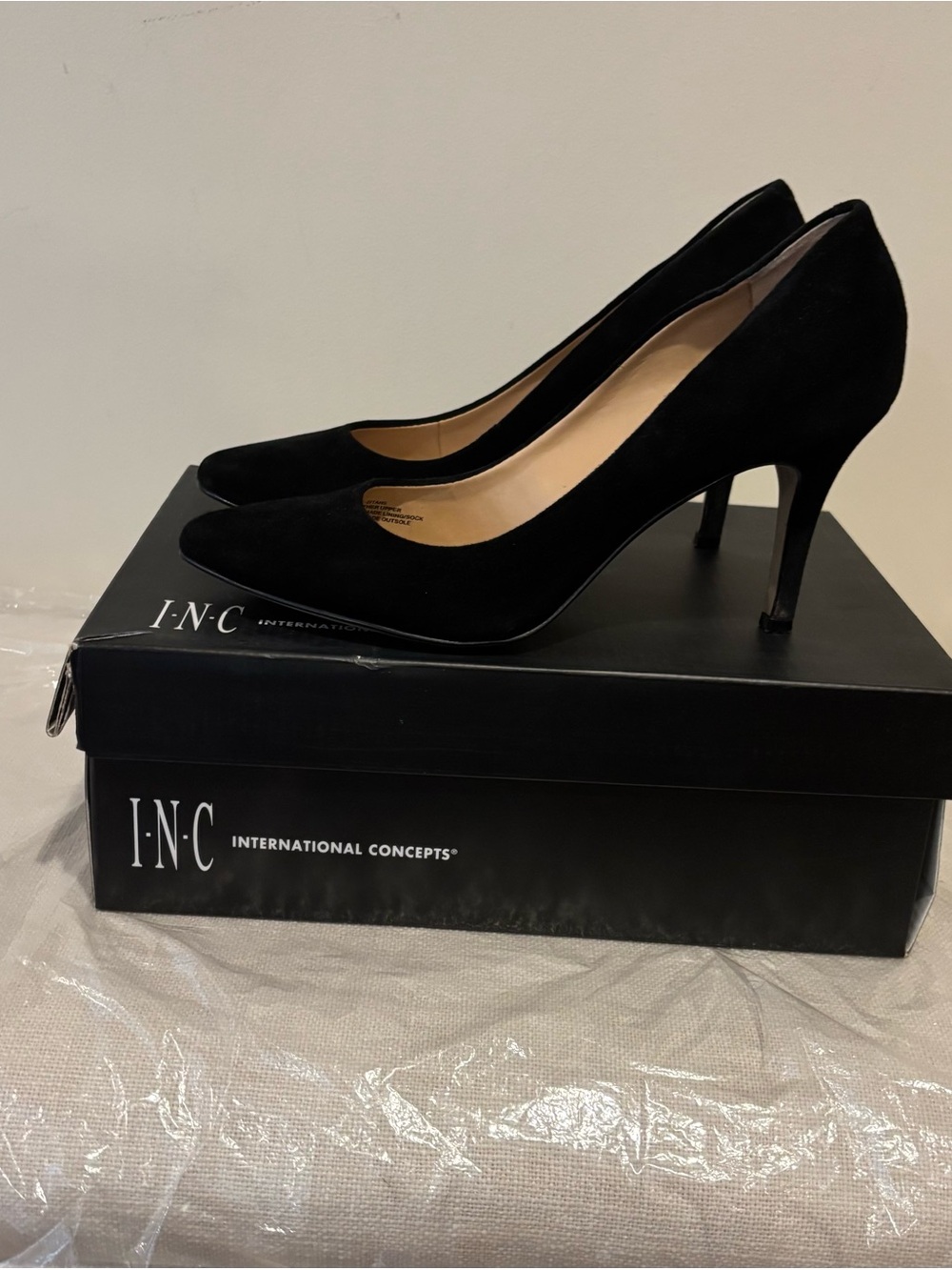 INC International Concepts Black Suede Pointed-Toe Stiletto Pumps